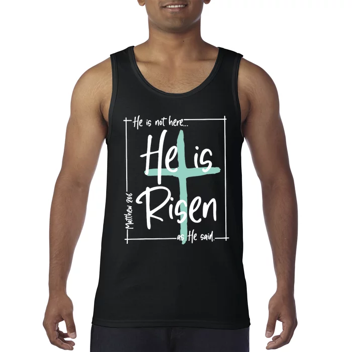 He Is Risen Easter Christian Cross Tank Top