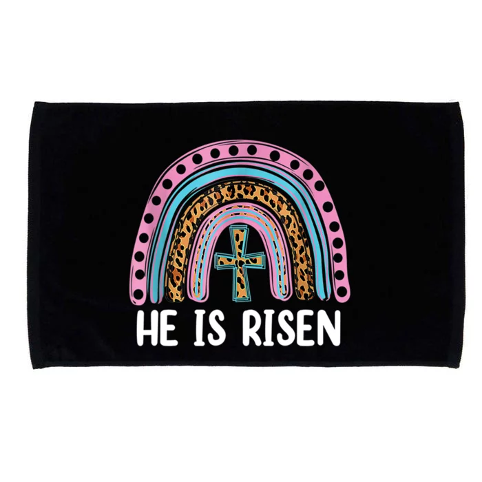 He Is Risen Rainbow Easter Cross Microfiber Hand Towel