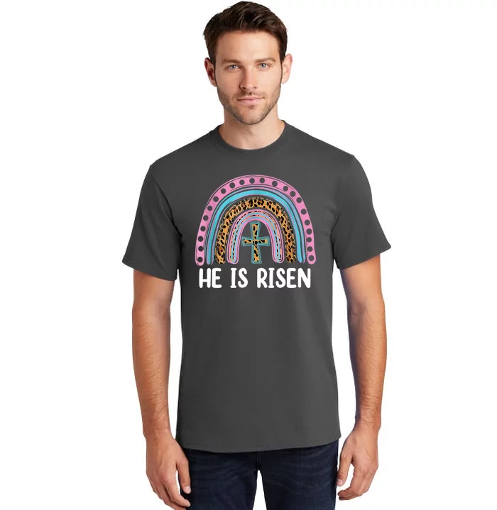 He Is Risen Rainbow Easter Cross Tall T-Shirt