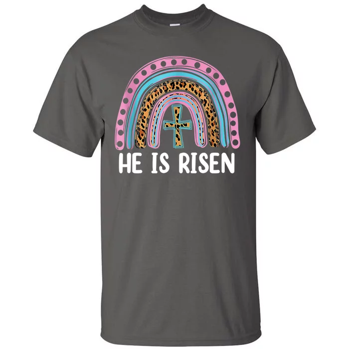 He Is Risen Rainbow Easter Cross Tall T-Shirt