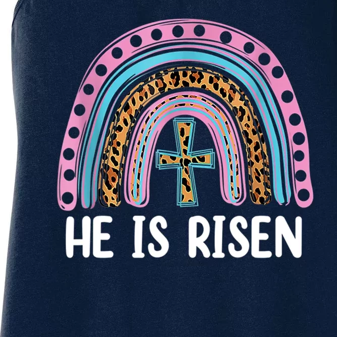 He Is Risen Rainbow Easter Cross Women's Racerback Tank