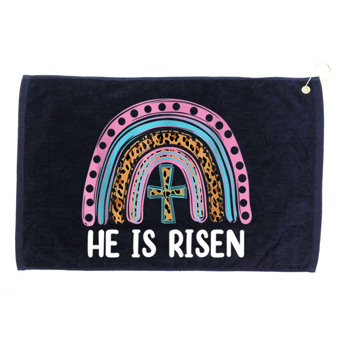 He Is Risen Rainbow Easter Cross Grommeted Golf Towel