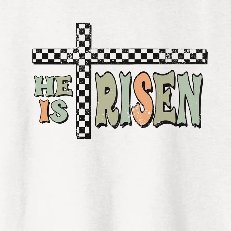 He Is Risen Easter Matthew 28 6 Christian Women's Crop Top Tee