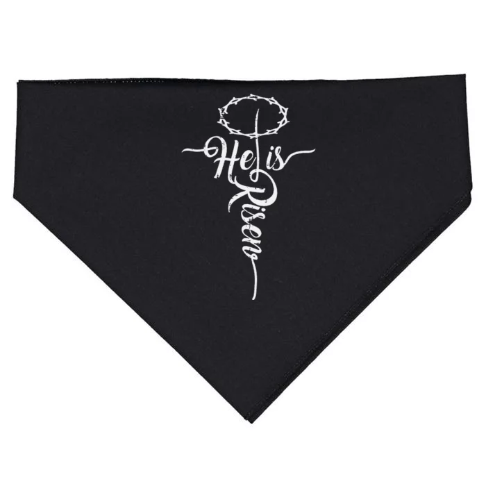 He Is Risen Cross Jesus Religious Easter Day Christians USA-Made Doggie Bandana