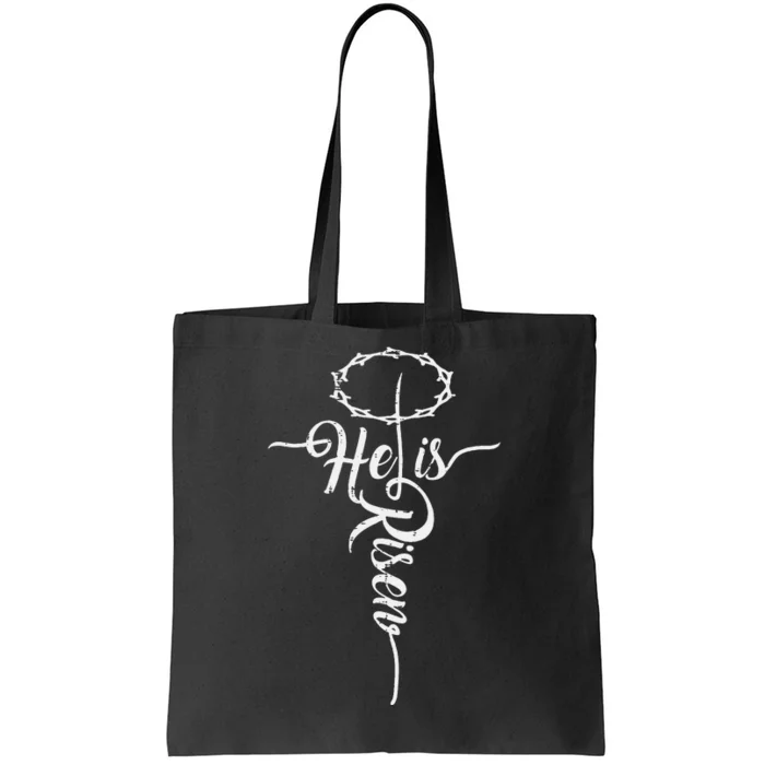 He Is Risen Cross Jesus Religious Easter Day Christians Tote Bag