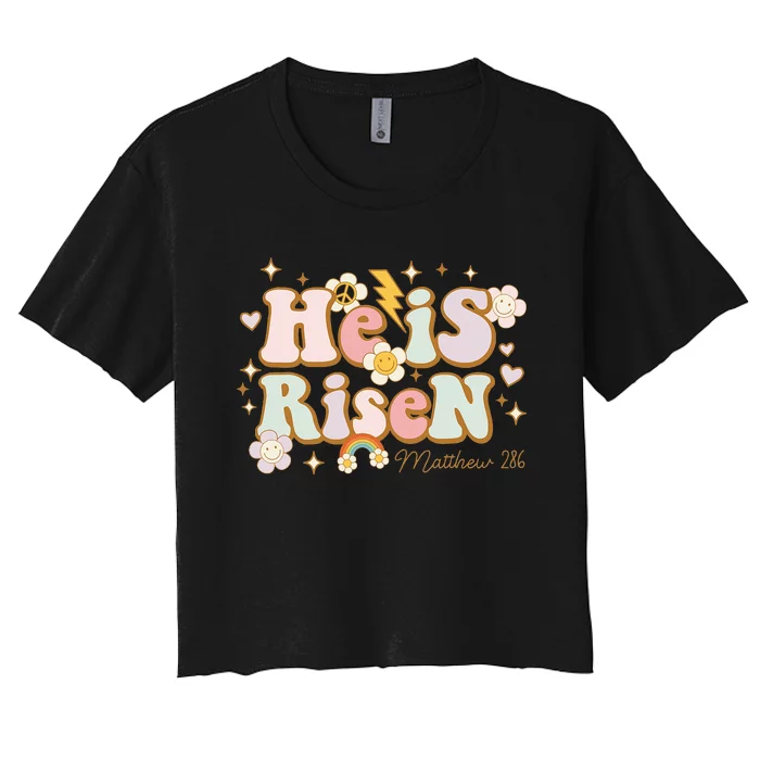 He Is Risen Indeed Happy Easter For Christian Easter Jesus Women's Crop Top Tee