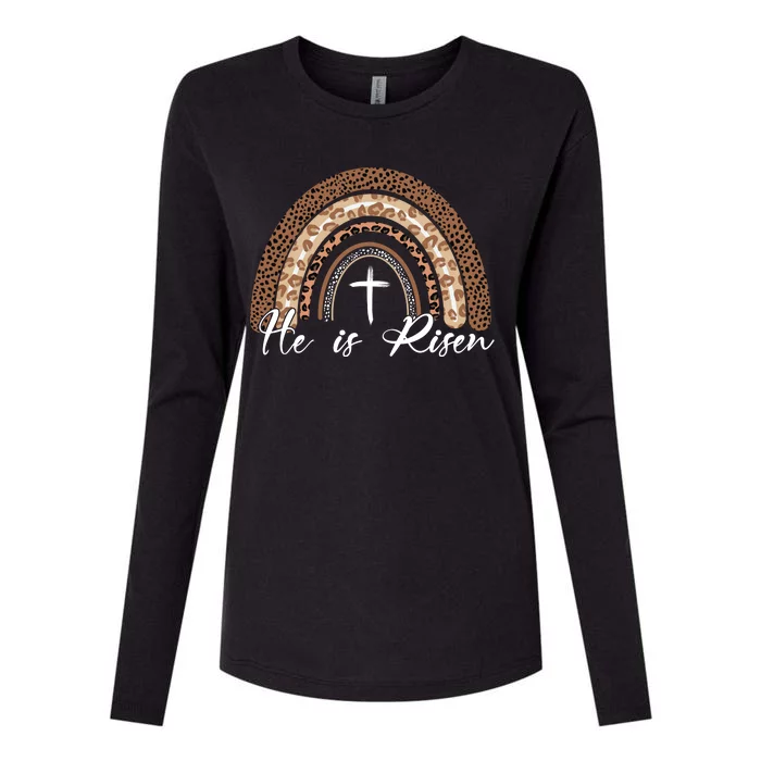 He Is Risen Jesus Christ Easter Christian Faith Womens Cotton Relaxed Long Sleeve T-Shirt