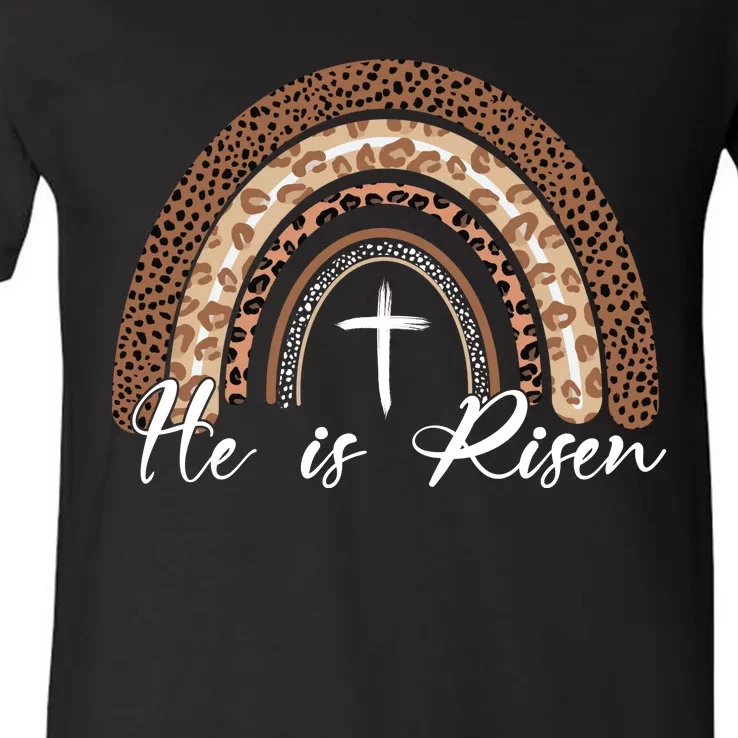 He Is Risen Jesus Christ Easter Christian Faith V-Neck T-Shirt