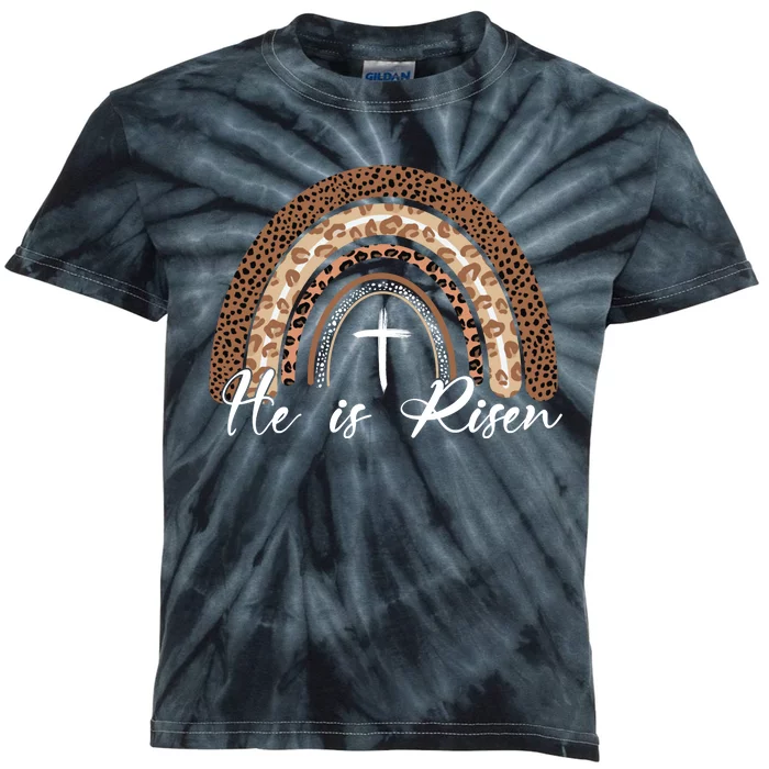 He Is Risen Jesus Christ Easter Christian Faith Kids Tie-Dye T-Shirt