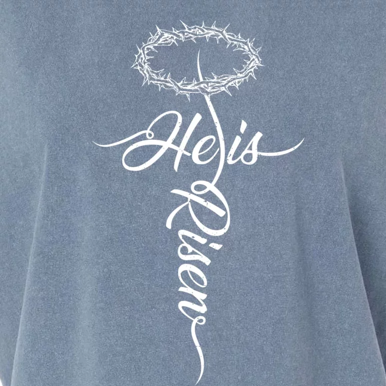 He Is Risen Cross Jesus Religious Easter Day Christians Garment-Dyed Women's Muscle Tee