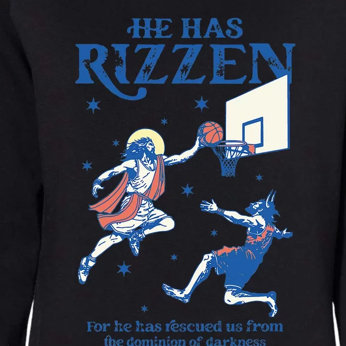 He Is Rizzin Funny Easter Day Jesus Playing Basketball Womens California Wash Sweatshirt