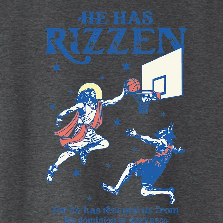 He Is Rizzin Funny Easter Day Jesus Playing Basketball Women's Crop Top Tee