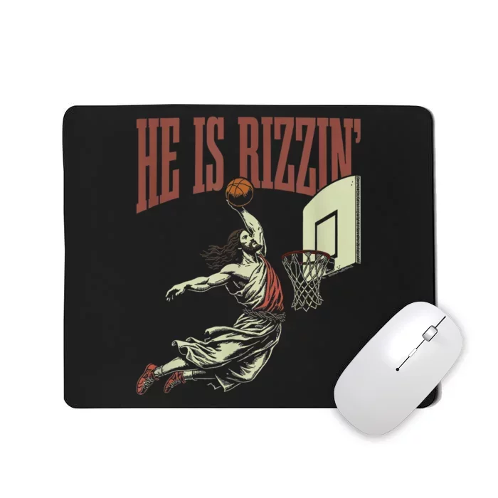 He Is Rizzin Funny Jesus Playing Basketball Meme Easter Mousepad