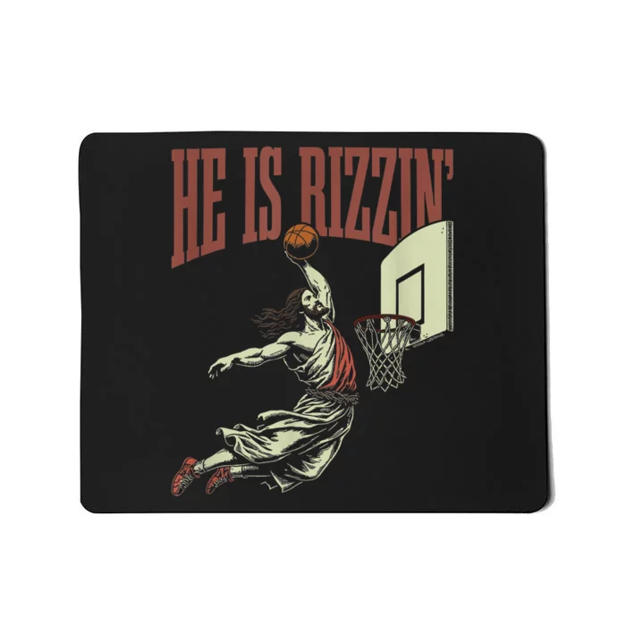 He Is Rizzin Funny Jesus Playing Basketball Meme Easter Mousepad