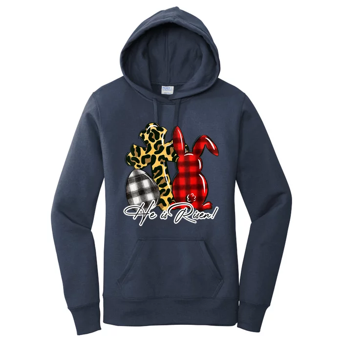 He Is Risen Christian Easter Happy Easter Day Leopard Gift Women's Pullover Hoodie