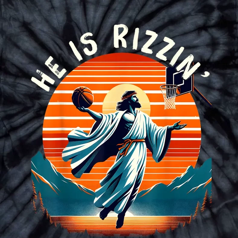 He Is Rizzin Basketball Jesus Retro Easter Christian Tie-Dye T-Shirt