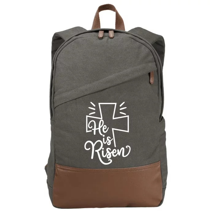 He Is Risen Jesus Cross Easter Cotton Canvas Backpack