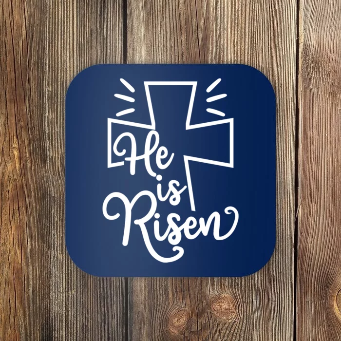 He Is Risen Jesus Cross Easter Coaster