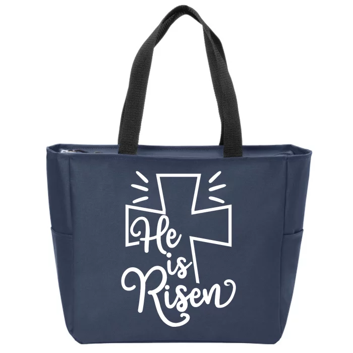 He Is Risen Jesus Cross Easter Zip Tote Bag