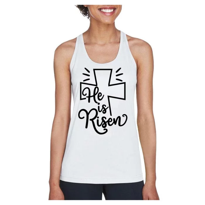 He Is Risen Jesus Cross Easter Women's Racerback Tank