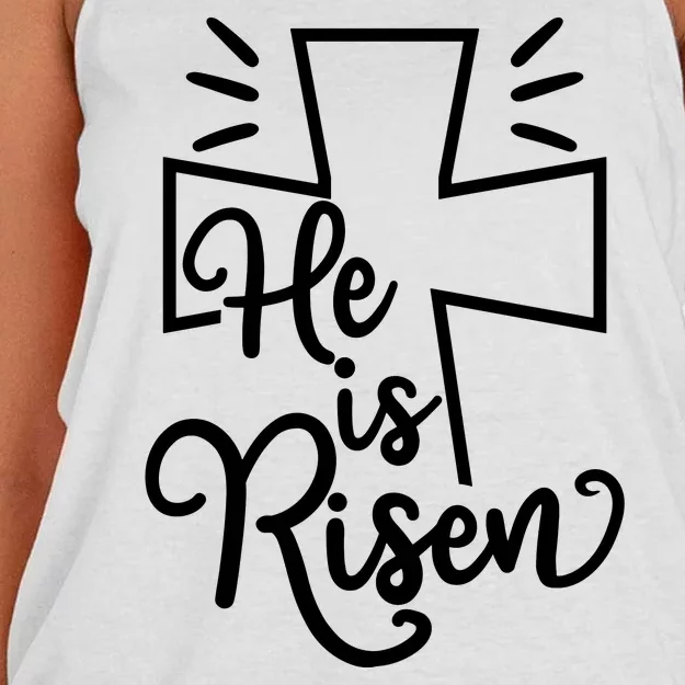 He Is Risen Jesus Cross Easter Women's Knotted Racerback Tank