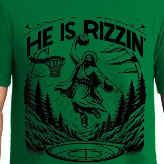 He Is Rizzin Funny Basketball Christian Religious Pajama Set