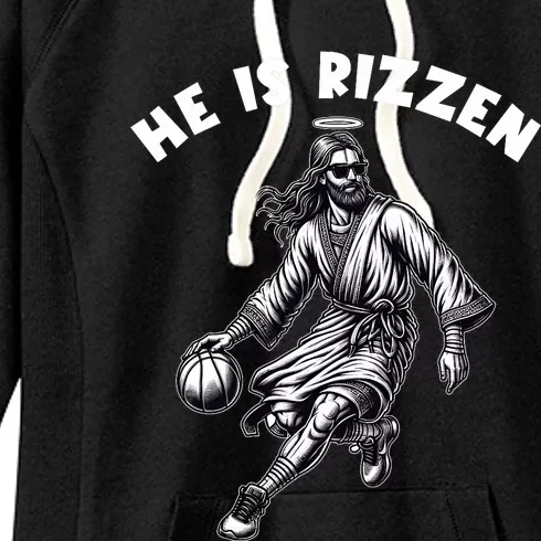 He Is Rizzen Jesus Playing Basketball Funny Easter Day Women's Fleece Hoodie