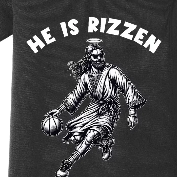 He Is Rizzen Jesus Playing Basketball Funny Easter Day Baby Bodysuit