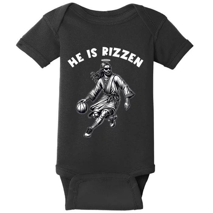 He Is Rizzen Jesus Playing Basketball Funny Easter Day Baby Bodysuit