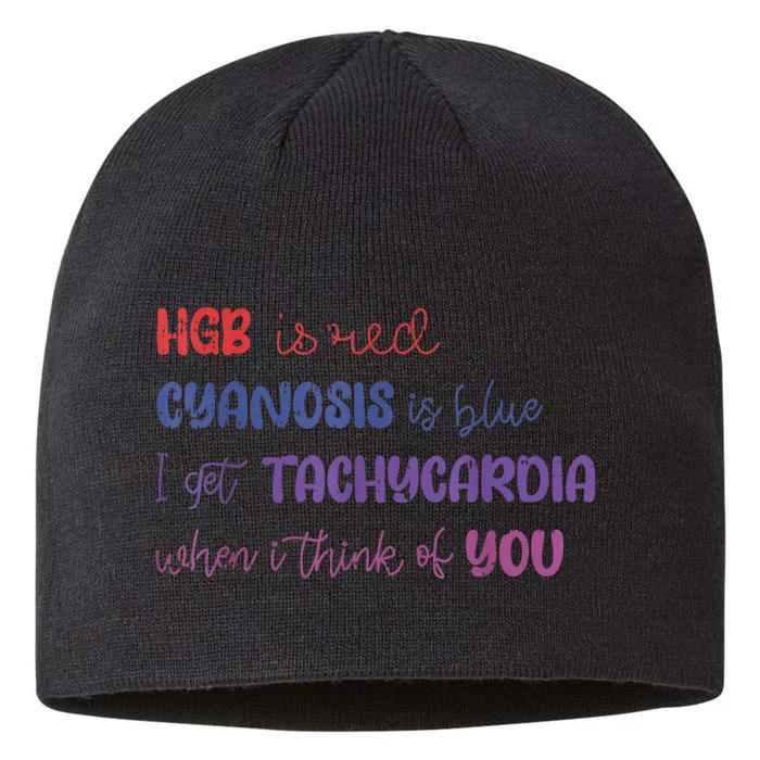 Hgb Is Red Cyanosis Is Blue Valentines Day Nurse Rn Nursing 8 1/2in Sustainable Knit Beanie