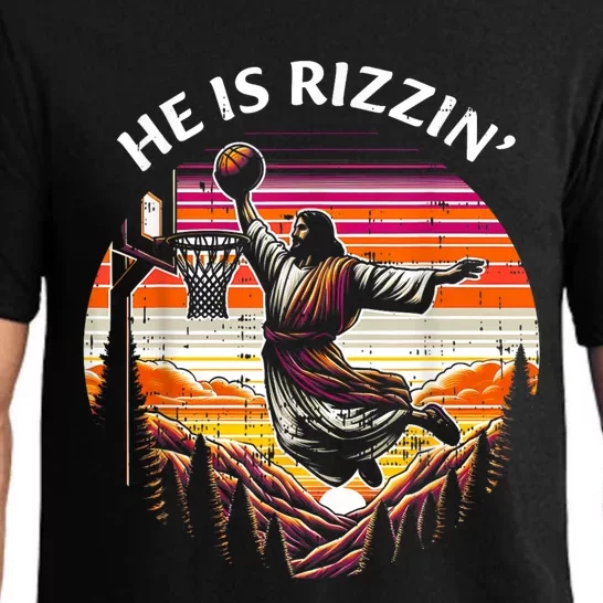 He Is Rizzin Jesus Basketball Easter Christian Pajama Set