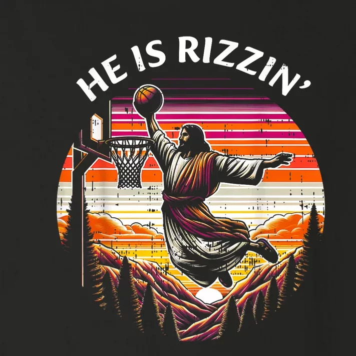 He Is Rizzin Jesus Basketball Easter Christian Toddler Long Sleeve Shirt