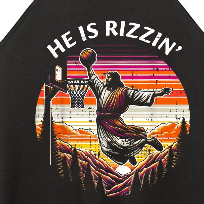 He Is Rizzin Jesus Basketball Easter Christian Women’s Perfect Tri Rocker Tank