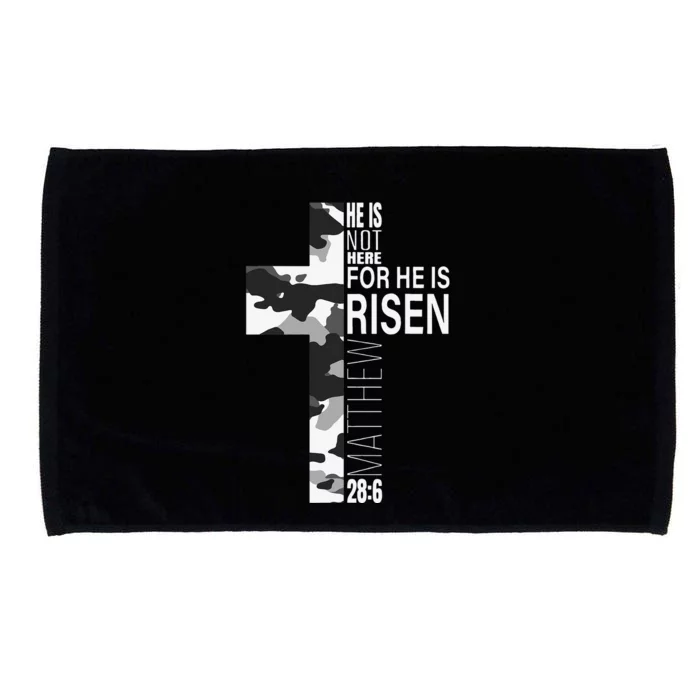 He Is Risen Christian Easter Bible Verse Camo Cross Graphic Microfiber Hand Towel