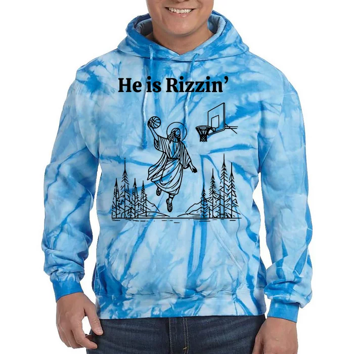 He Is Risen Funny Easter Jesus Playing Basketball Tie Dye Hoodie