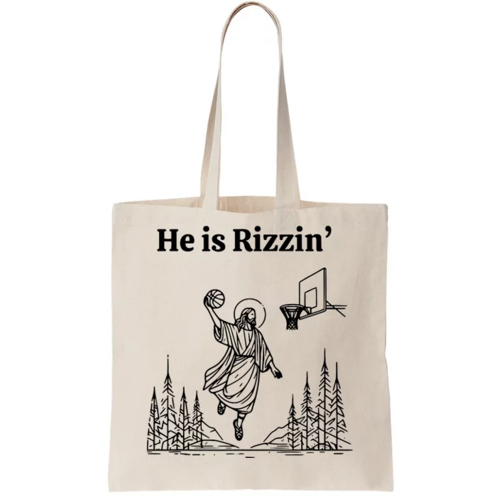 He Is Risen Funny Easter Jesus Playing Basketball Tote Bag