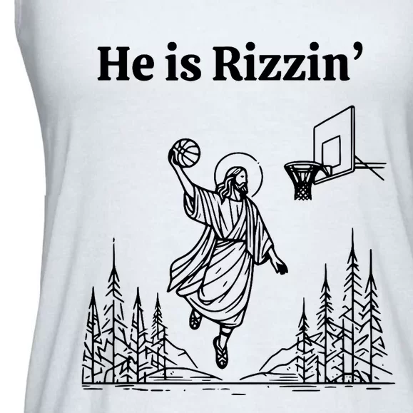 He Is Risen Funny Easter Jesus Playing Basketball Ladies Essential Flowy Tank