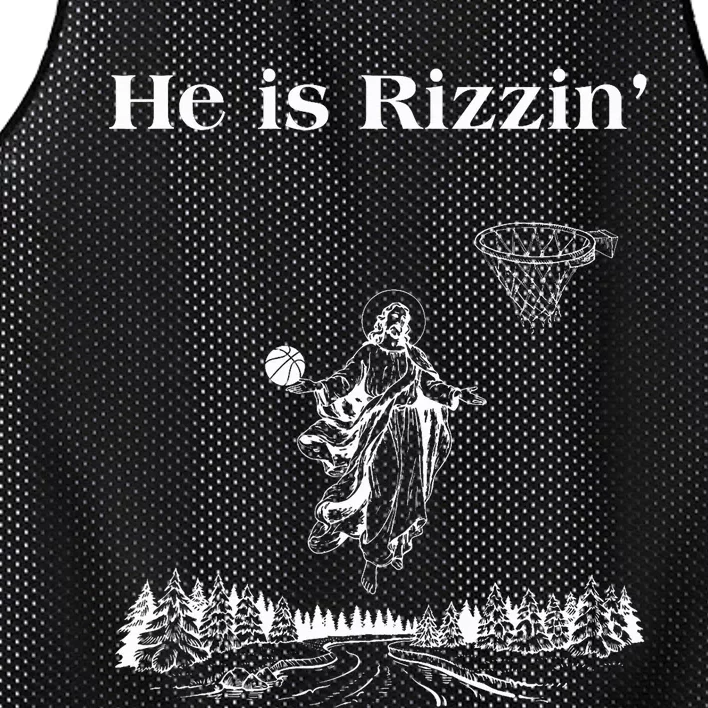 He Is Rizzin Funny Basketball Retro Christian Religious Mesh Reversible Basketball Jersey Tank