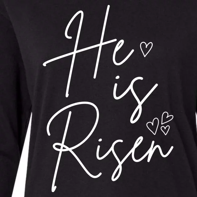 He Is Risen Jesus Easter Heart Womens Cotton Relaxed Long Sleeve T-Shirt