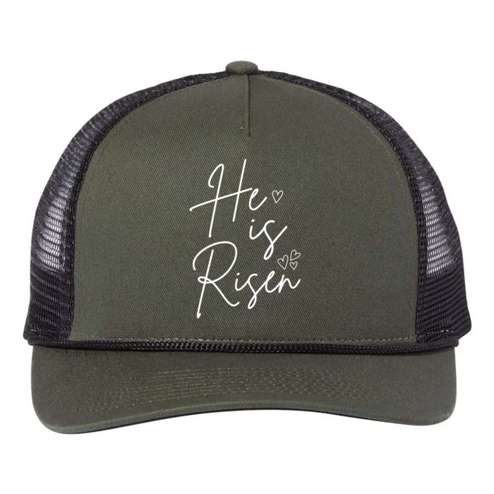 He Is Risen Jesus Easter Heart Retro Rope Trucker Hat Cap