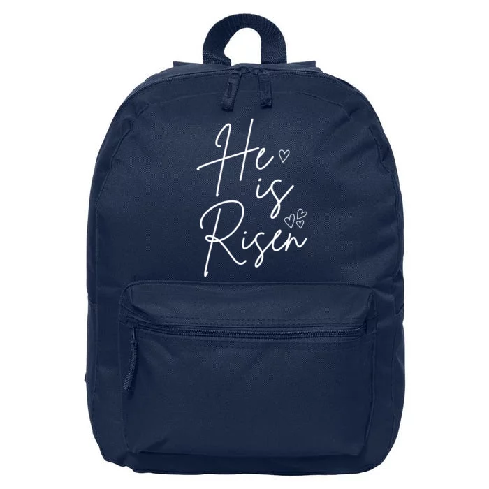 He Is Risen Jesus Easter Heart 16 in Basic Backpack