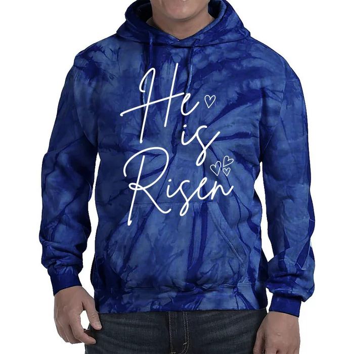 He Is Risen Jesus Easter Heart Tie Dye Hoodie