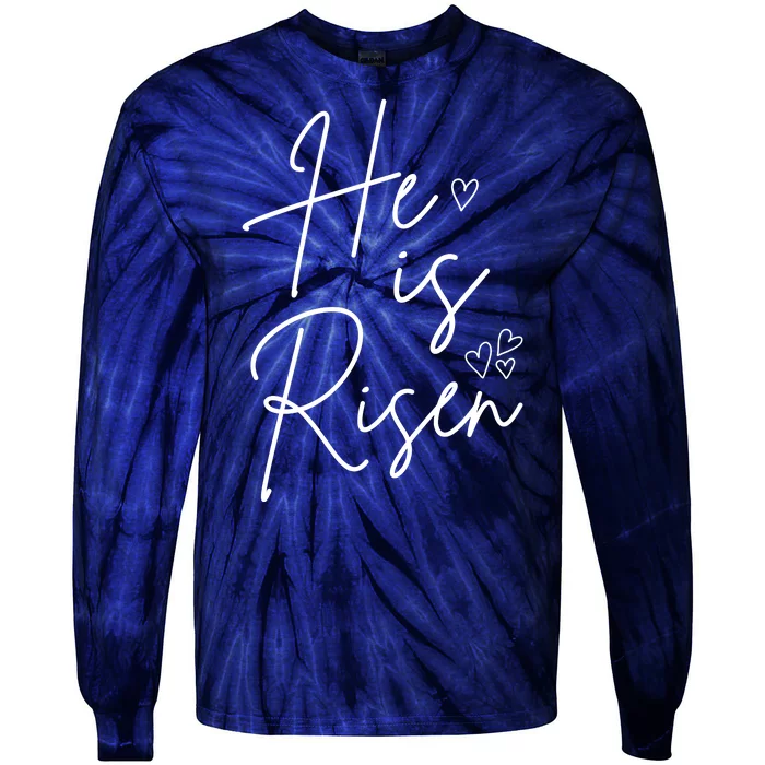 He Is Risen Jesus Easter Heart Tie-Dye Long Sleeve Shirt