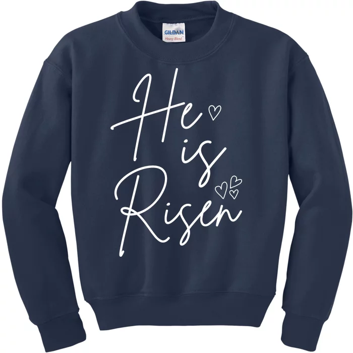 He Is Risen Jesus Easter Heart Kids Sweatshirt