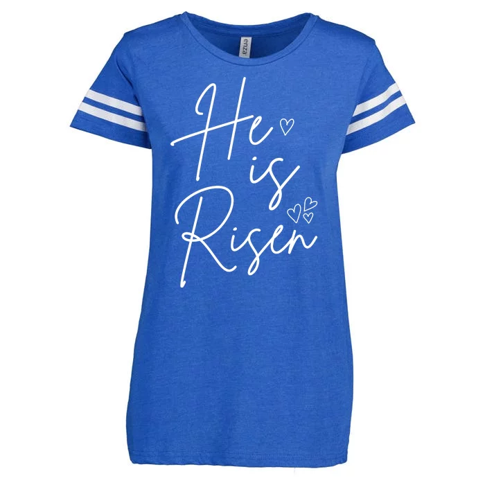 He Is Risen Jesus Easter Heart Enza Ladies Jersey Football T-Shirt