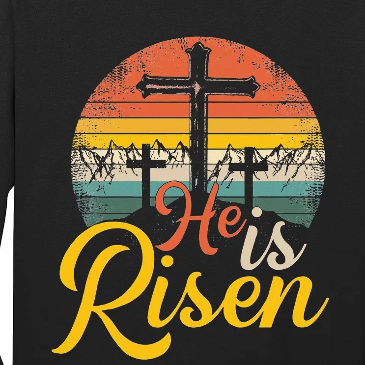 He is Risen Jesus Christian Happy Easter Floral Wreath Long Sleeve Shirt