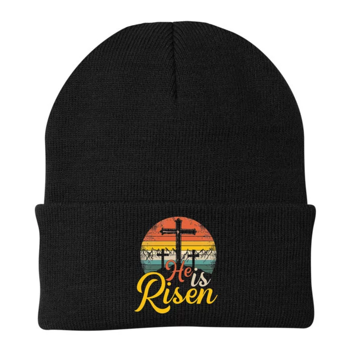 He is Risen Jesus Christian Happy Easter Floral Wreath Knit Cap Winter Beanie