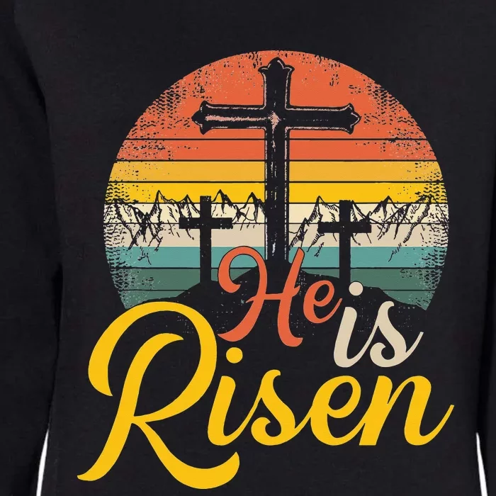 He is Risen Jesus Christian Happy Easter Floral Wreath Womens California Wash Sweatshirt