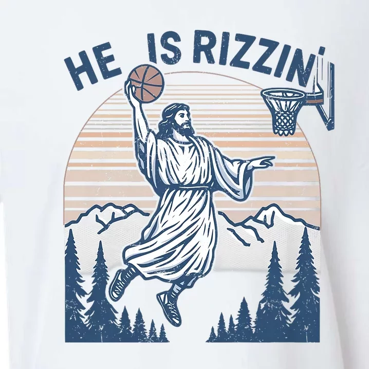 He Is Risen Rizzin Easter Jesus Christian Faith Basketball Sueded Cloud Jersey T-Shirt