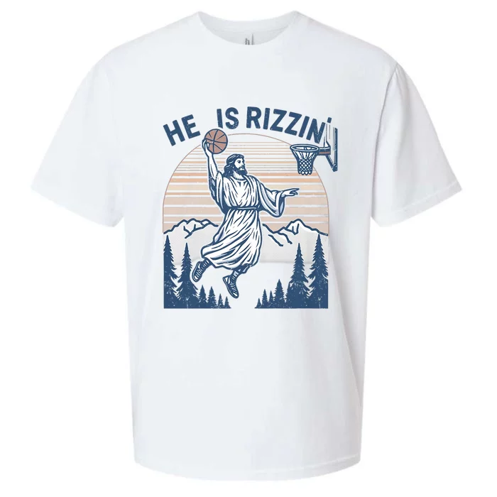 He Is Risen Rizzin Easter Jesus Christian Faith Basketball Sueded Cloud Jersey T-Shirt